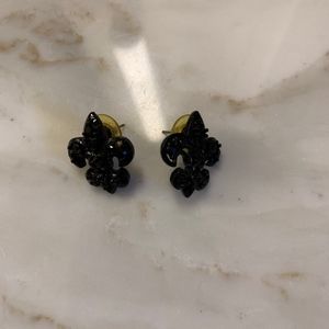 Black fleur-de-lis earrings